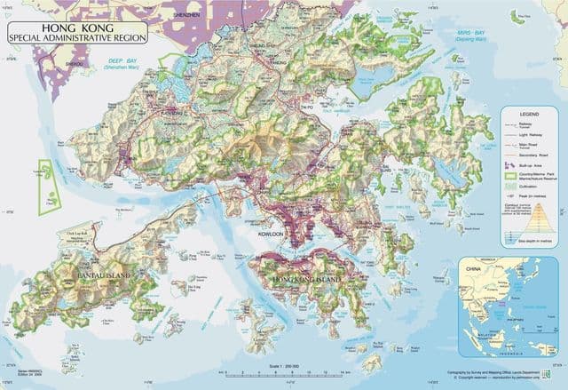 Mappa altimetrica di Hong Kong