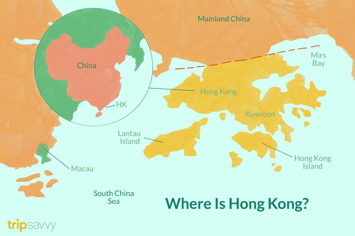 Hong Kong sulla mappa della Cina