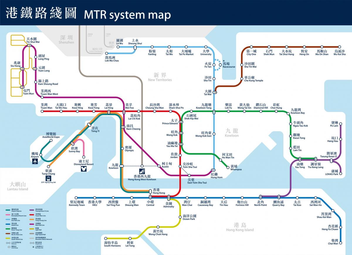 Mappa delle stazioni della metropolitana di Hong Kong