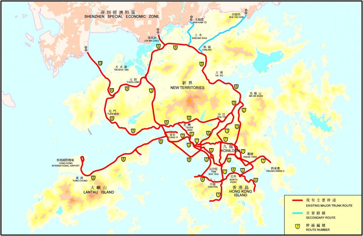 Mappa stradale di Hong Kong