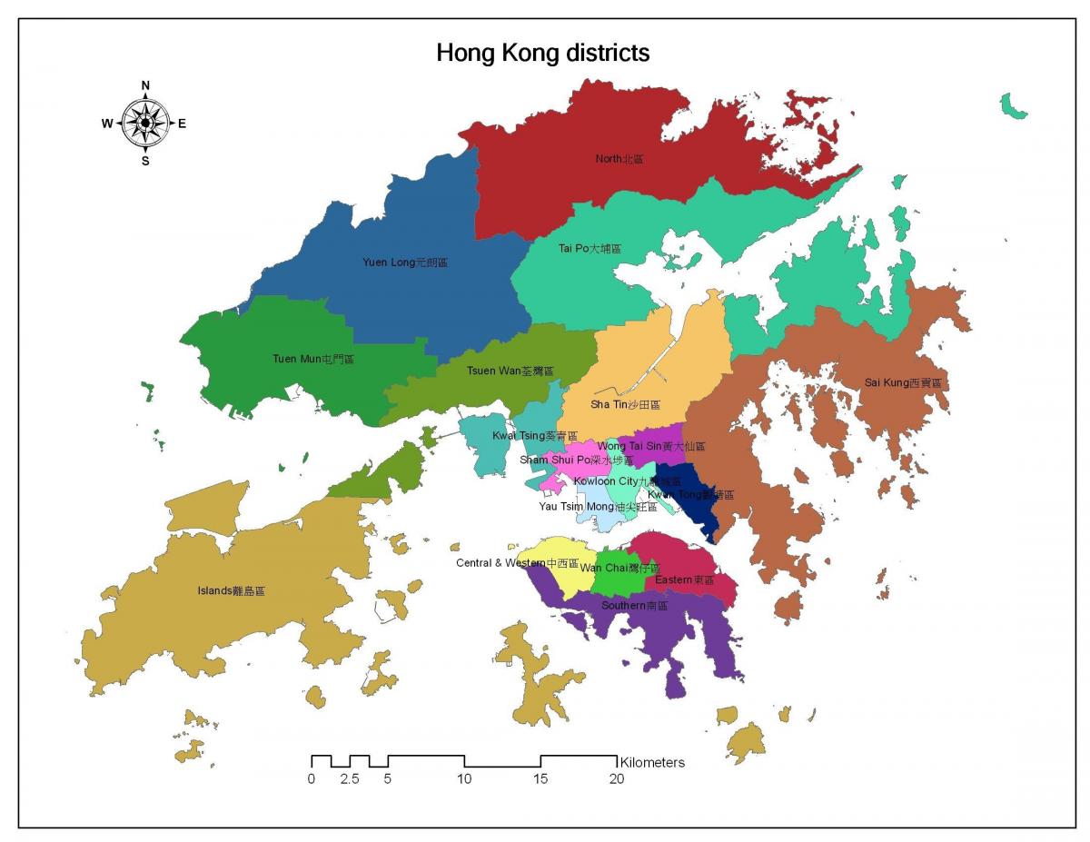 Mappa dei quartieri di Hong Kong