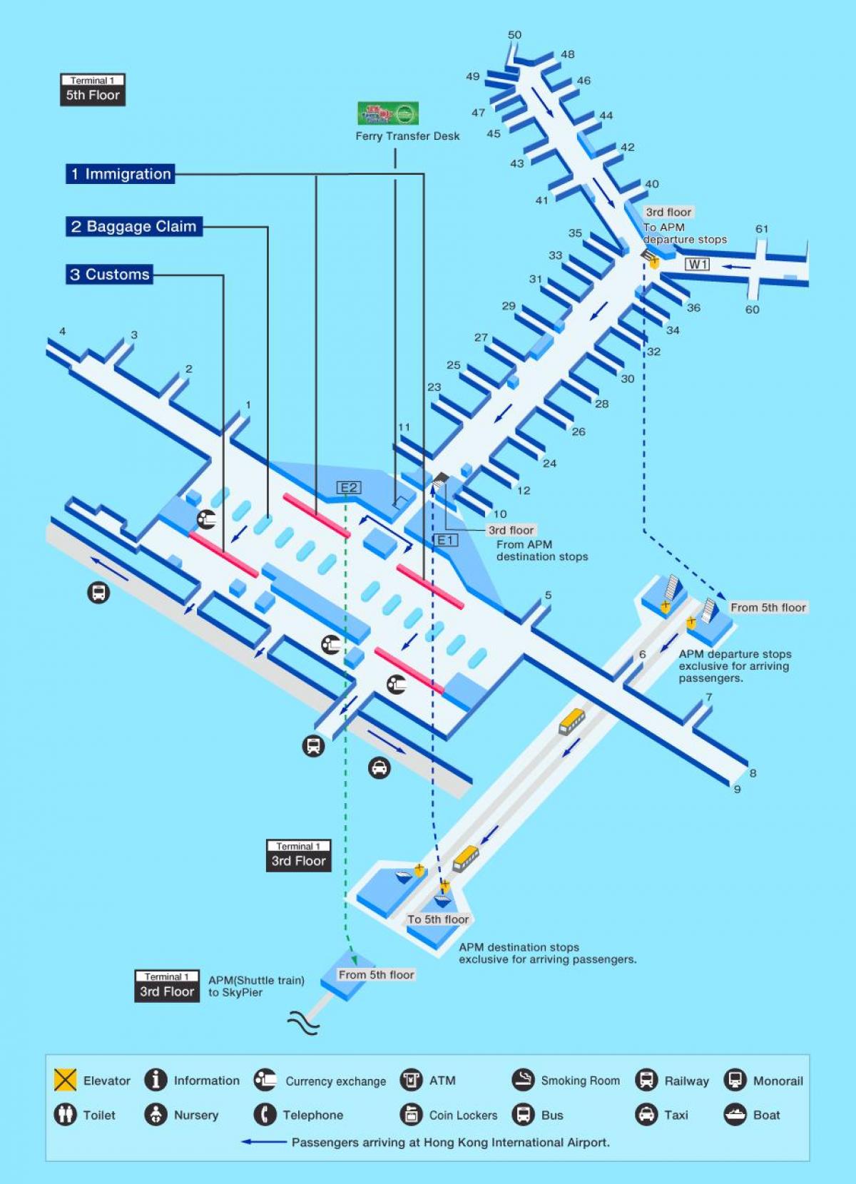 Mappa del terminal dell'aeroporto di Hong Kong