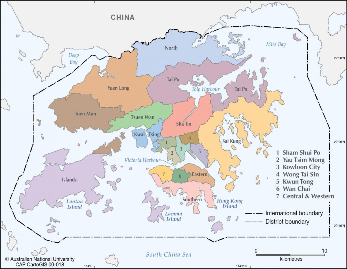 Mappa del distretto di Hong Kong